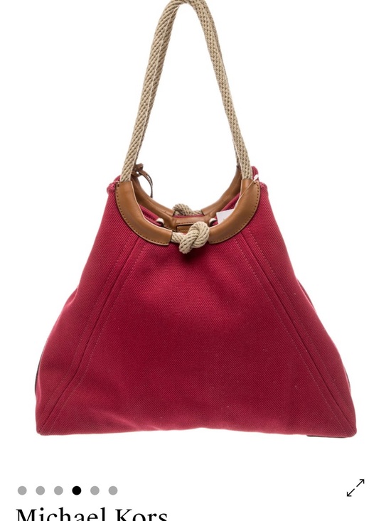MICHAEL KORS Margaret MK Ring Large Designer Canvas Shoulder  Michael Kors Margaret MK Ring Large Canvas Tote Bag w/ Rope Handles and Leather main image 1